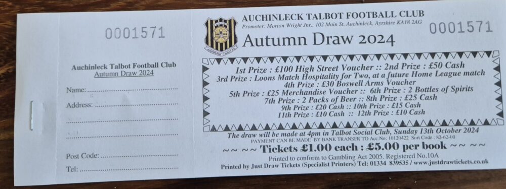 TALBOT AUTUMN DRAW TICKETS NOW ON SALE